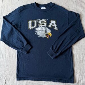 Vintage Steve & Barry’s USA Eagle Long-Sleeve Graphic T-Shirt Navy M Patriotic